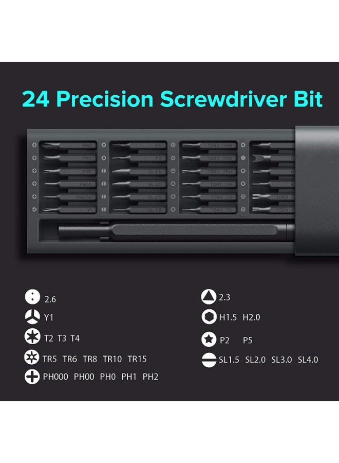 Mii Precision Screwdriver Set | 24 Magnetic Driver Bit Set | Pocket Screwdriver Tool Set | Mini Screwdriver Kit | Repair Tool Kit, black - Image 3